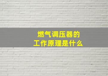 燃气调压器的工作原理是什么