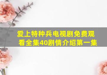 爱上特种兵电视剧免费观看全集40剧情介绍第一集