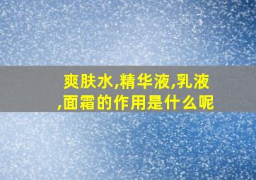 爽肤水,精华液,乳液,面霜的作用是什么呢