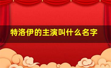 特洛伊的主演叫什么名字