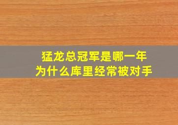 猛龙总冠军是哪一年为什么库里经常被对手