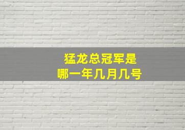 猛龙总冠军是哪一年几月几号