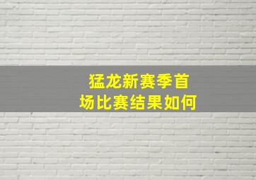 猛龙新赛季首场比赛结果如何