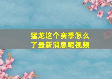 猛龙这个赛季怎么了最新消息呢视频