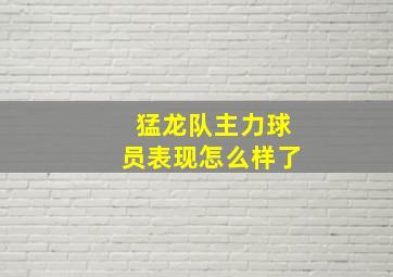 猛龙队主力球员表现怎么样了