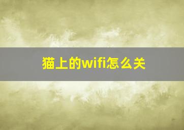 猫上的wifi怎么关