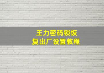 王力密码锁恢复出厂设置教程