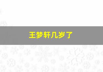 王梦轩几岁了