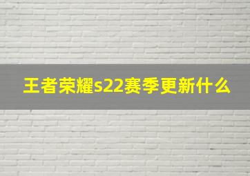 王者荣耀s22赛季更新什么