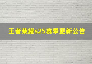 王者荣耀s25赛季更新公告