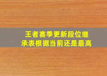 王者赛季更新段位继承表根据当前还是最高