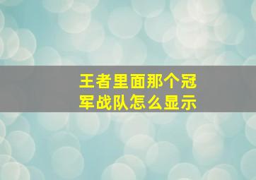 王者里面那个冠军战队怎么显示