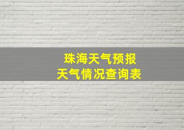 珠海天气预报天气情况查询表