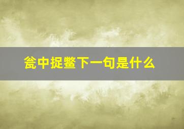 瓮中捉鳖下一句是什么