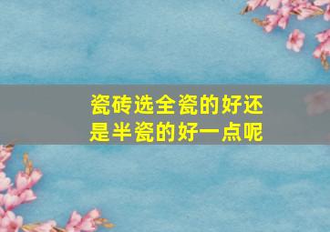 瓷砖选全瓷的好还是半瓷的好一点呢