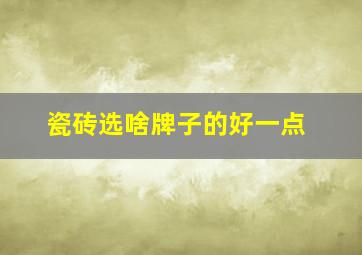 瓷砖选啥牌子的好一点