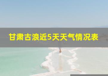 甘肃古浪近5天天气情况表