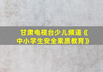 甘肃电视台少儿频道《中小学生安全素质教育》