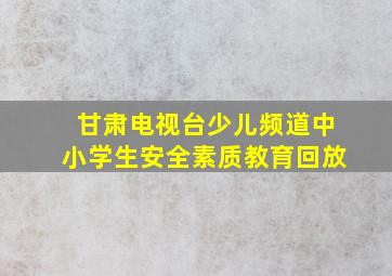 甘肃电视台少儿频道中小学生安全素质教育回放