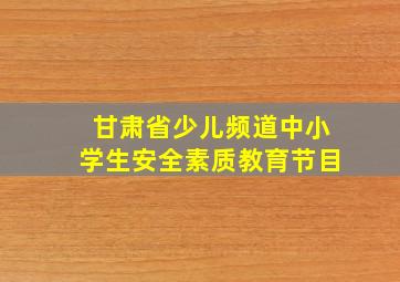 甘肃省少儿频道中小学生安全素质教育节目