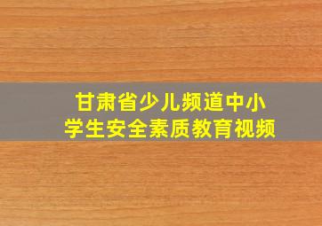 甘肃省少儿频道中小学生安全素质教育视频