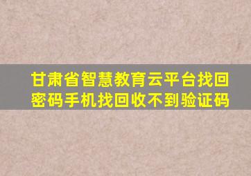 甘肃省智慧教育云平台找回密码手机找回收不到验证码