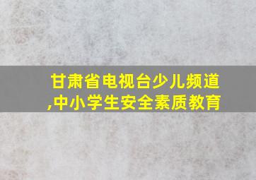 甘肃省电视台少儿频道,中小学生安全素质教育