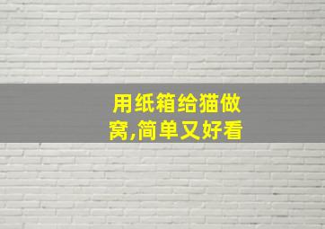 用纸箱给猫做窝,简单又好看