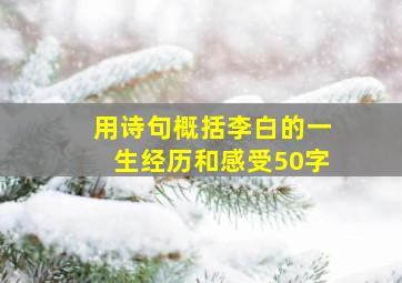 用诗句概括李白的一生经历和感受50字