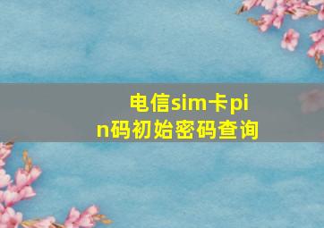 电信sim卡pin码初始密码查询