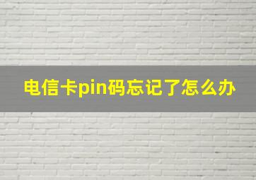 电信卡pin码忘记了怎么办