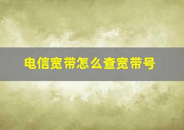 电信宽带怎么查宽带号