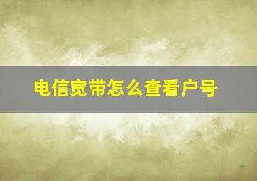 电信宽带怎么查看户号