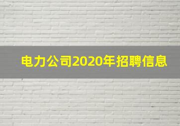 电力公司2020年招聘信息