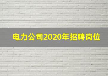 电力公司2020年招聘岗位