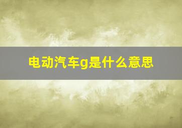 电动汽车g是什么意思