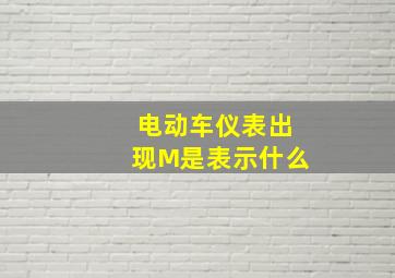 电动车仪表出现M是表示什么