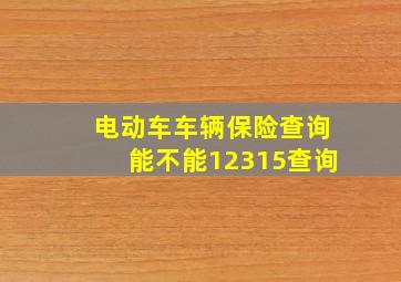 电动车车辆保险查询能不能12315查询