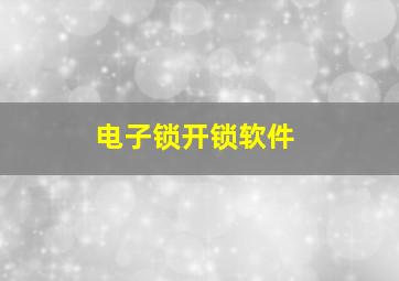 电子锁开锁软件