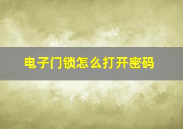 电子门锁怎么打开密码