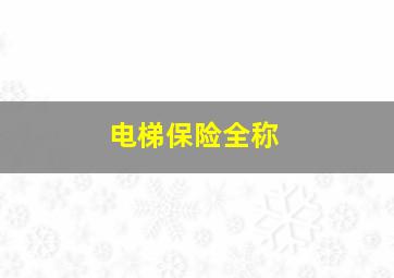 电梯保险全称