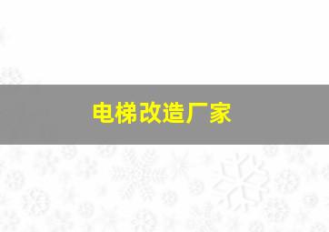 电梯改造厂家