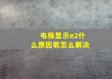 电梯显示e2什么原因呢怎么解决