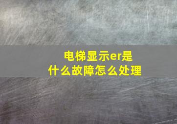 电梯显示er是什么故障怎么处理