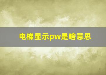 电梯显示pw是啥意思