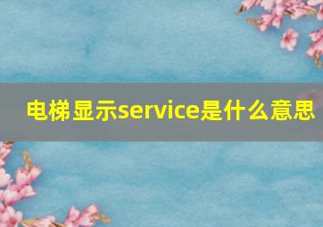 电梯显示service是什么意思