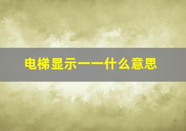 电梯显示一一什么意思