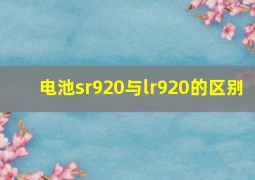 电池sr920与lr920的区别