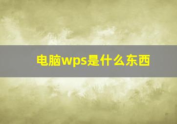 电脑wps是什么东西