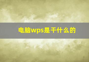 电脑wps是干什么的